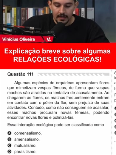 Explicação breve sobre algumas RELAÇÕES ECOLÓGICAS! 🌳#viniciusoliveira #estudos #enem2026