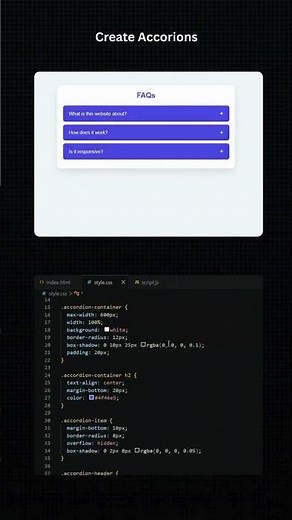 📌 Create an Accordions by HTML + CSS + JS 💻✨|| Code link in Description & Comment