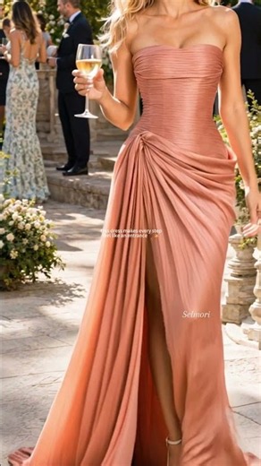 Terracotta Strapless High-Slit Maxi Dress ✨
