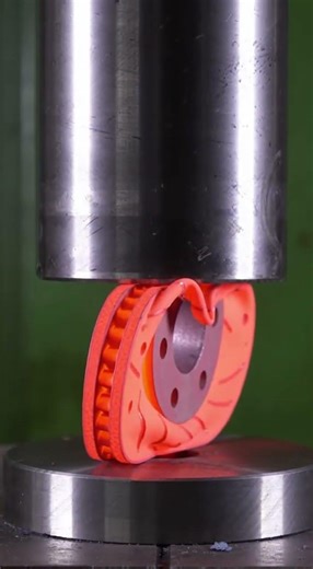 Red Hot Brake Rotor Crushed by 100-Ton Hydraulic Press 🔥 Extreme Steel Deformation