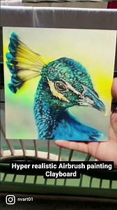 Peacock Airbrush Painting on clayboard