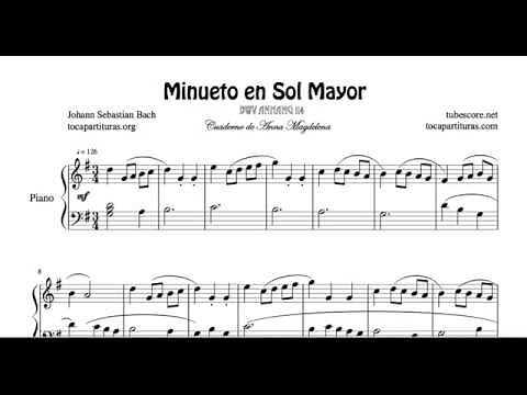 Minueto en Sol Mayor de Bach Bwv 114 Partitura de Piano