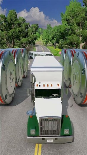 Cars & School Bus vs Giant Pit BollardsCrash #4 - BeamNG.Drive #shortsvideo