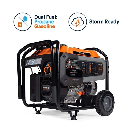 Check The Home Depot's Q&A Before Buying: Generac 8125/6500-Watt Dual Fuel Portable Generator, Easy-To-Use Electric Start