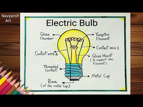 Electric Bulb labeled Diagram drawing / How to draw Electric Bulb step by step