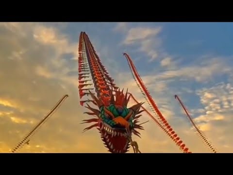 Massive Dragon Kite Show! Amazing Kite Festival Indonesia