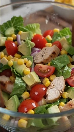 Making High-Protein Healthy Chicken Avocado Sweet Corn Salad 🥗🍗🥑🌽💪 High-Protein Weight Loss Salad