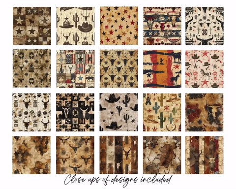 Western Digital Paper Digital Download, Wild West Cowboy Textures, Printable Scrapbook Background Kit, Vintage Patterns - Etsy