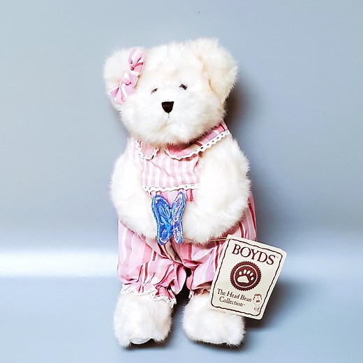 Boyds Bears Fifi Flutterbeary Plush, NEW WITH TAGS the Head Bean Collection Vintage Beige Teddy Girl With Butterfly Stuffed Animal 10" - Etsy