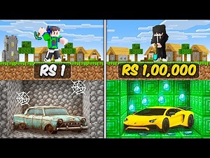 Rs1 vs Rs1,00,000 Expensive Car Mining Challenge in Minecraft..!