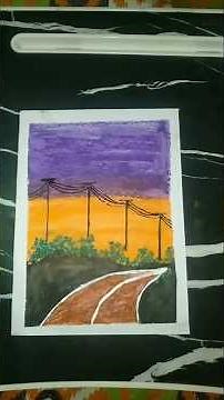 🌟💜Mismerizing sunset landscape scenery painting with oil pastels|Easy landscape tutorial