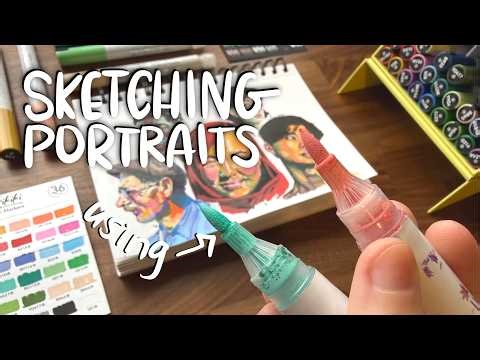 Sketching Portraits with Paint Markers in order to level up
