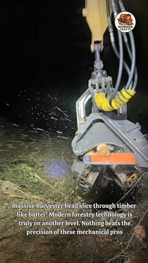 High-Power Timber Harvesting | Power of the Mechanical Harvester Head | Satisfying Wood Cutting