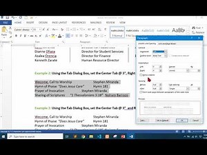 Word Processing - MS Word Tabs Using the Ruler and Dialog Box