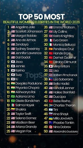 Top 50 Most Beautiful Women Celebrities in the World 2026 #ranking