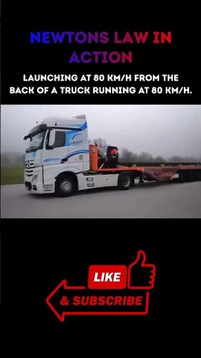 NEWTON'S LAW IN ACTION || Launching at 80 km/h from the back of a truck running at 80 km/h.#physics
