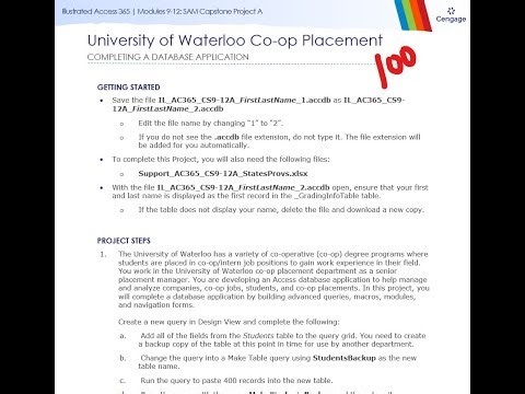 Illustrated Access 365 | Modules 9-12: SAM Capstone Project A