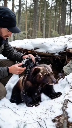 POV : Inside a Wolverine's Secret Den Shocking Footage🐾 #pov #skulledit #wolverine #wildlife #nature