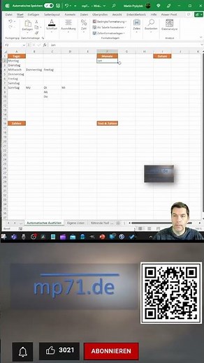 Excel! Schnelle Tabelle: Automatisch Ausfüllen von Tagen, Monaten Zahlen und Datum