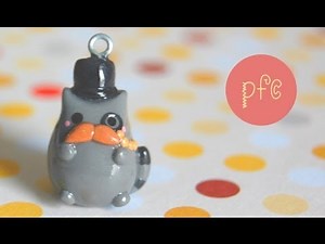 DIY Mustache Gentleman Pusheen Cat Polymer Clay Charm Tutorial