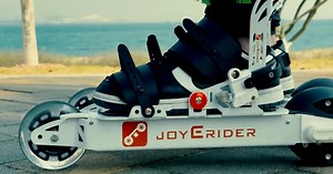 JoyErider motorized inline skates are controlled by tapping one's foot