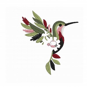 Floral Hummingbird Embroidery Design, Hummingbird Pattern, Floral Bird Embroidery for Jackets, Pillows & More, Instant Download PES DST JEF - Etsy