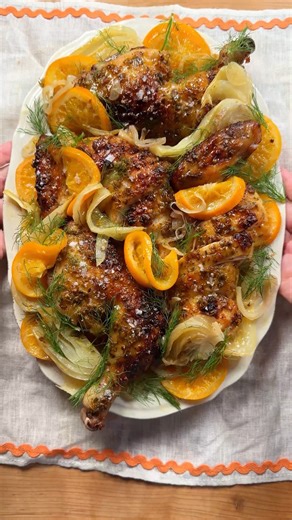 Carolina Gelen on Instagram: "ORANGE CHICKEN ROAST WITH FENNEL AND SHALLOT — one of my favorite ways to make chicken and always a showstopper. Grab the full recipe below or at the link in bio: https://carolinagelen.substack.com/p/orange-chicken-roast-with-fennel #chicken #dinner #food #cooking #recipe #dinnerparty"