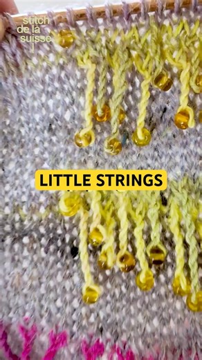 adding twisted little strings to knitting #knitting