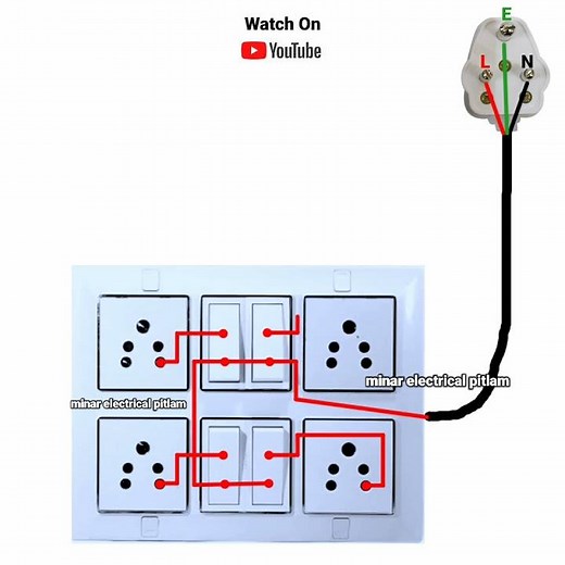 4 Switch 4 Socket Connection Diagram #electricboardconnection #electrical