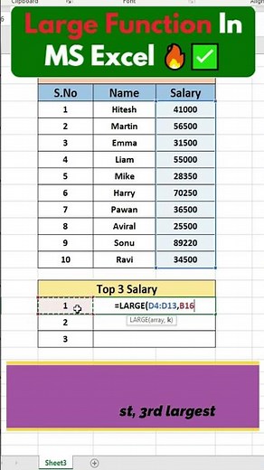 🔥 Master the LARGE Function in Excel! 🔥