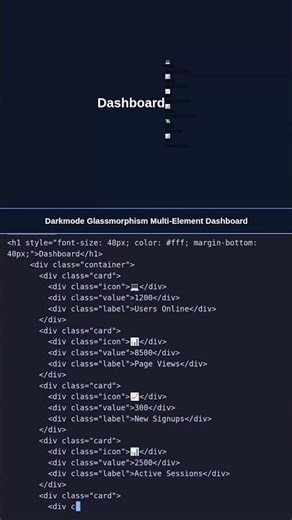 Epic Darkmode Dashboard! #webdevelopment #css #shorts #uidesign