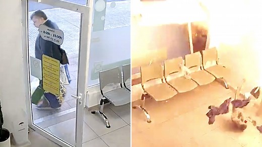 Moment tumble dryer EXPLODES just seconds after man walks out of laundrette
