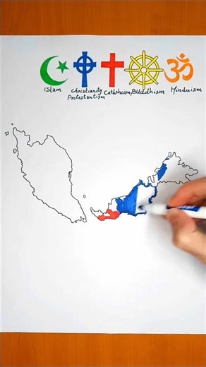 Religion in Malaysia 🇲🇾| Religion Map drawing #shorts #religion #education #islam #viral