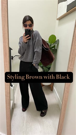 HOW TO WEAR BROWN & BLACK TOGETHER 🖤🤎 A client bought a pair of brown loafers but realized that most of her work pants are black. So she reached out to ask if there’s a way to style brown and black together. My short answer is YES- read on for more ⬇️ We’re seeing a ton of combining neutral tones this winter and I absolutely love this vibe. The key is ‘combining neutral tones’. The look won’t work if you simply wear all black with brown shoes. That feels more like an afterthought as opposed to