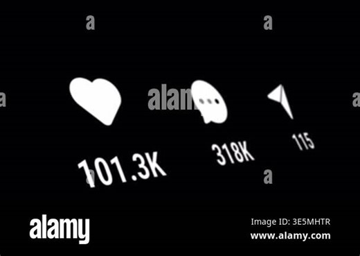Social network smartphone screen animation increasing likes comments reposts icons engagement tracking digital social media Stock Video Footage - Alamy