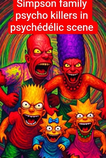 Simpson family psycho killers in psychédélic scene
