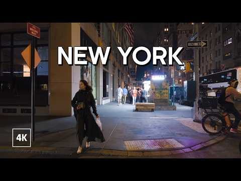 Walking in New York at Night / Explore Midtown Manhattan / NYC Walking Tour 4K