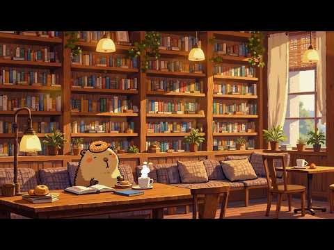 Cute Capy’s Cozy Spring Library Ambience 📚🌿 Soft Lofi Chill Music for Study, Relax & Focus