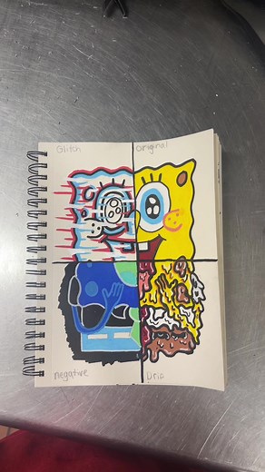 Drawing Spongebob Glitch Effect in 4 Styles | Part 4