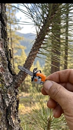 Mini Chainsaw Cuts Tree Branch Instantly! #shorts #viral #tinychainsaw
