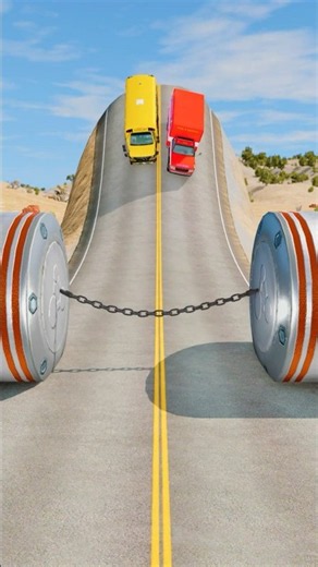Cars & Cargo Truck vs Bollard Trap & Chain Crush - BeamNG.Drive