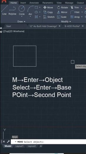 AutoCAD Move Command Full Tutorial | Move Command in AutoCAD 🔥 #shorts