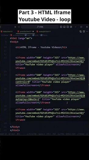 HTML Iframe: Looping YouTube Videos! #htmlintroduction #codewithmayur