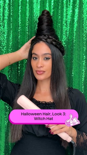 Who needs a witch hat when your hair IS the costume? 🧙‍♀️🖤 A little Steam Sesh magic turned sleek, straight strands into the ultimate Halloween accessory ✨ #Wavytalk #HalloweenHair #Halloween #hairtools #witchhat