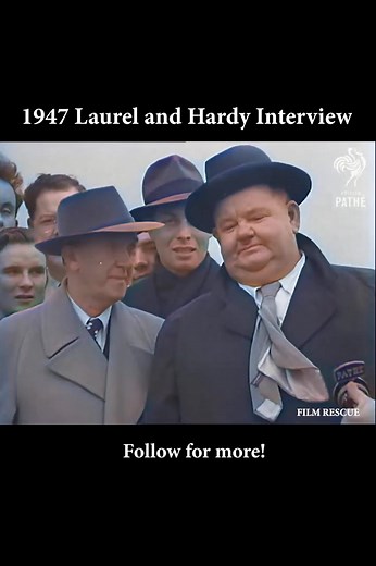 1947 Laurel and Hardy Interview. Old video in color #foryou #oldvideo #oldfilm #filmrescue #1900video #8mm #vintage