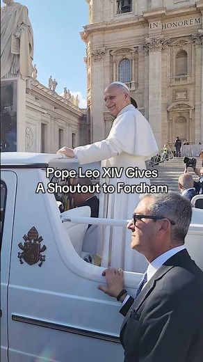 People Leo XIV gives a shoutout to Fordham! ✝️🐏 #PopeLeoXIV #Rome