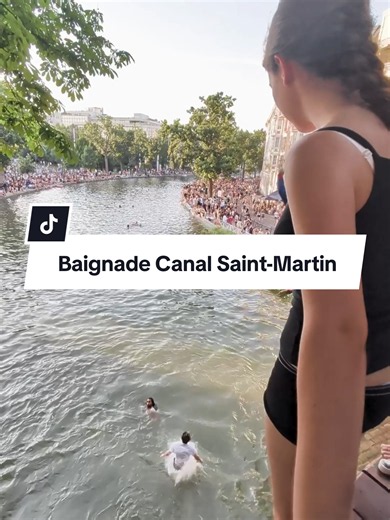 Canicule à Paris 🌡️Le canal Saint-Martin est ouvert à la baignade dans la zone surveillée du bassin des Récollets (entre le 116 et 126 quai de Jemmapes) 🌊 Toutefois, les plongeons depuis les ponts restent dangereux et interdits 🚫 #paris #canalsaintmartin #canicule #parismaville
