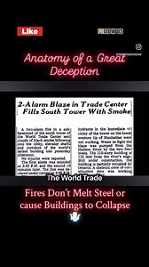 FACT: Jet Fuel is a thousand degrees too cold to melt steel. FACT: a red flame (as we saw on that day and in this video) is OVER a thousand degrees too cool to melt steel. Even if you are still bamboozled into nonsense physics and “pancake collapses”, how do you explain building 7!? This is from one of my fav docs “Anatomy of a Great Deception.” For a deep dive compilation highlight reel report on every documentary I’ve watched and every book I’ve read, check out our YouTube channel for my two p