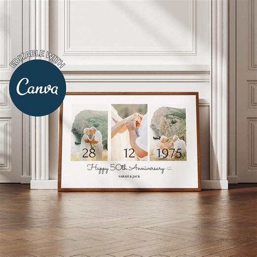 Personalized Anniversary Photo Collage - Anniversary Gift for Couple - Custom Date Photo Wall Art - Etsy