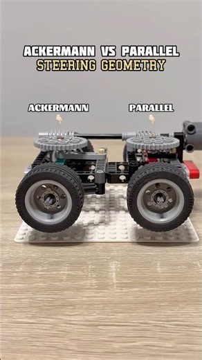 Ackermann VS Parallel Steering Geometry #carmechanic #steering #legotechnic
